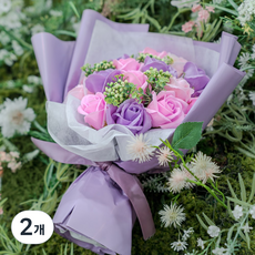 지오머스 꽃다발 비누꽃다발 조화 비누꽃 꽃, 2개, 퍼플
