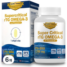 뉴트리파워 고함량 초임계 알티지 오메가3 고순도 1360mg 180캡슐, 180정, 6개
