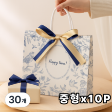 살림하루 정성가득 고급감성 리본 쇼핑백, 30개
