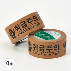 크라프트 취급주의 종이 박스테이프 50mm x 40m, 4개