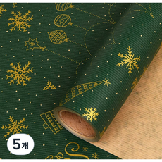 종이 롤 선물 포장지 크리스마스 10m, 5개, 별밤 카키색