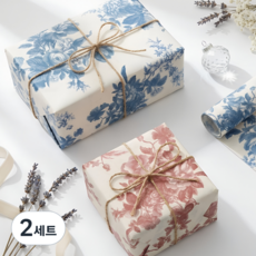 올리올망 엔틱 꽃 포장지 플로드지 종이 선물 포장지 10장 끈 세트, 2세트, 엔틱 레드