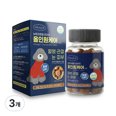 뉴트리로얄 강아지 올인원케어 강아지종합영양제 눈 관절 오메가3 유산균 장건강 면역 피부 비타민, 3개, 종합영양제, 50정