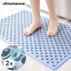 ahomeone 미끄럼방지패드 안전 욕실매트 빠른 물빠짐+강한접착, 2개, 라이트 블루