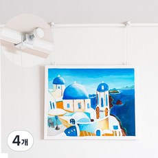 무타공 액자걸이 와이어 못 없이 액자걸기 투명 화이트, 4개
