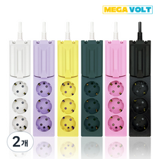 메가볼트 고용량 4000W 멀티탭 3구 누전차단 WI-CTAP-3C, 1.5m, 퍼플, 2개