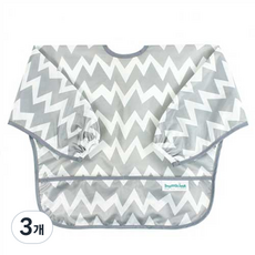 범킨스 긴팔 이유식 턱받이, 그레이, 3개, 1개입