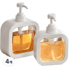 미앤샵 위생적인 주방세제 핸드워시 용기 주방 욕실디스펜서 투명 사각 거품형 일반형, 500ml 일반형, 4개, 화이트