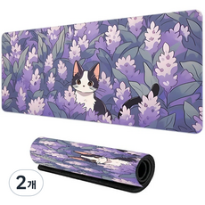게이밍 장패드 고양이 캐릭터 마우스패드 400X900X3MM, 2개, 고양이 1
