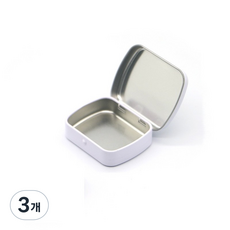 반센트 틴케이스 튼튼한 철제 경첩 틴박스 | 다꾸 스티커 포카 보관함 사각 무지 틴케이스 포카 포토 다꾸 굿즈 틴 케이스 뚜껑일체 중형, 3개, 화이트