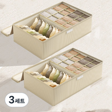 레디박스 프리미엄 커버형 칸막이 속옷 정리함 2개세트, 대형, 베이지, 3세트
