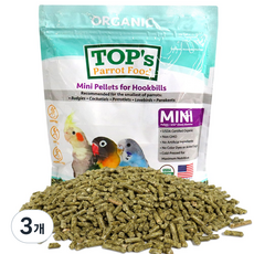 앵무새먹이 탑스오가닉 유기농 건강 미니 펠렛 중소형 앵무새 사료 간식, 453g, 3개