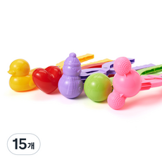 나인플로우 대형 38cm 스노우볼 메이커 세트 8종 (엠플로우 3세 이상 KC 인증 제품) 눈놀이 모래놀이 눈오리 집게, 오리+하트+눈사람+축구공+마우스 5종 세트, 15개, 혼합색상, 500g