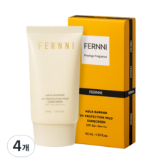 여성 백탁없는 선크림 추천1위 자외선 차단 99% SPF50++++ 순한 끈적임없는 눈시림 수분 기미 여드름 데일리 마일드 톤업선크림1위 페르니 아쿠아 베리어 선스크린, 4개, 40ml