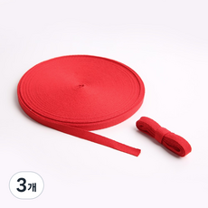 방구석상인 헤링본 면 테이프 끈 45m, 3개, 진레드-25mm