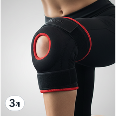 단디 일체형 고탄력 러닝 헬스 무릎보호대, 검정(블랙)+빨강(레드), 3개