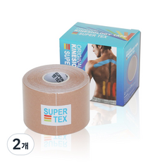 나사라 슈퍼텍스 스포츠테이프 키네시올로지 테이핑 5cm x 5m 베이지, 2개, 1개입