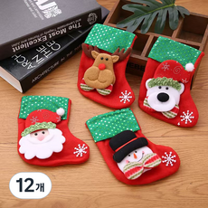 4P Merry Christmas 산타 크리스마스 양말 INBIN-W, 붉은색, 12개
