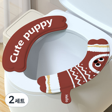 비주얼 고양이 모양 방수 변기커버 2단식 사계절용, 2세트, 방수 변기커버 (레드)