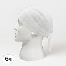 BMT 올메쉬 쿨링 두건 흰색 위생모 번들구성, 6개, 화이트
