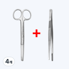 의료용 가위 핀셋 무구 SB 간호사 병원 실습용 의료 일자형, 4개