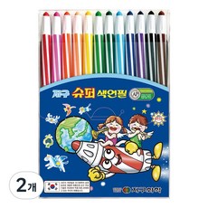 지구화학 슈퍼 샤프식 색연필, 12색, 2개