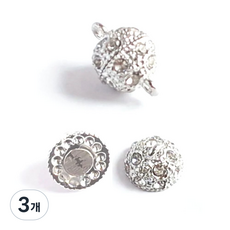 목걸이 (팔찌) 마감 장식 - 악세사리 부자재, 3개, 큐빅 자석형 실버 (1쌍)