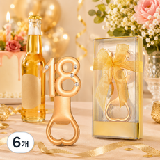 숫자 18 맥주 병 오프너 성년 기념 선물, 6개, 골드