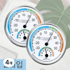 가자코리아 정밀 온도 습도 측정기 스탠드 원형 빅 아날로그 온습도계, 화이트, 4개