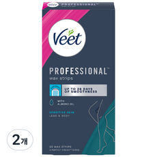 VEET 비트 제모테이프 바디 왁스스트립 셀프 왁싱테잎 팔 다리 비키니, 20g, 2개