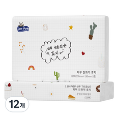 LamPure 팝업티슈 6팩 | 천연펄프 무형광 | 저자극 홈케어용 | 부드러운 4겹, 12개
