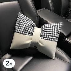 락톡마켓 차량용 리본 허리 목 쿠션, 2개, 베이지 허리쿠션