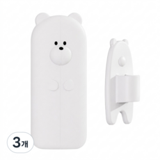 [티앤티스튜디오] 리틀베어 실리콘 문닫힘 방지 도어 스토퍼 문고정 걸이 안전장치, 화이트, 3개