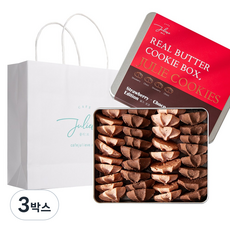줄리쿠키 딸기 초코 에디션 + 선물용 쇼핑백-백화점 고급 버터 수제 쿠키 답례품 기념일 어버이날 스승의날 학교 선생님 회사 선물 세트 단체 간식, 3박스, 280g