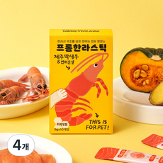 프롬한라 강아지 고양이 짜먹는 영양간식 프롬한라스틱, 딱새우순살, 90g, 4개
