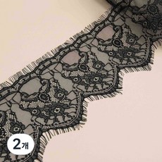 (3m/벌) 15.5cm 화이트 블랙 레이스 원단 스트랩 의상 액세서리 레이스 소재 수제작, 2개, black