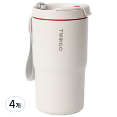트윙고 더카페 스트랩 텀블러 480ML, 화이트, 4개