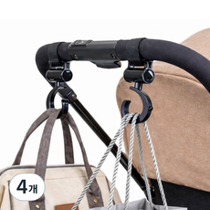 포레샵 회전형 벨크로 유모차 가방 걸이, 4개, 블랙