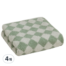 코에르 오가닉 에버닌 그린 타월 40수 코마사, 4개, 체커드(Checkered)