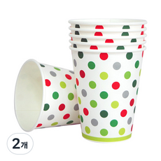 피플스파티 파티컵 240ml 연두라인도트 18P, 2개, 18개