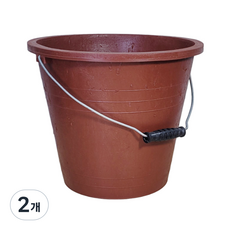 고무 바게스 양동이 손잡이장착포함, 2개, 빨강색