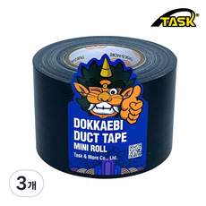 도깨비 수출용(국내산) 덕트테이프 덕테이프 미니롤 BLACK 50mmX10m, 3개