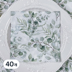 오릴리 파티 플라워 디자인 종이 냅킨, 40개, 2세트, 포레스트 그린