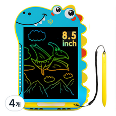 어나더토이 공룡 LCD 컬러 유아 드로잉 패드 8.5인치 (22cm) 전자칠판 끈드로잉패드 낙서장 펜 분실방지 줄 포함, 블루, 4개
