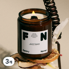 팩토리노멀 갈색병 우드심지 소이캔들 대형, 재즈 바, 210g, 3개