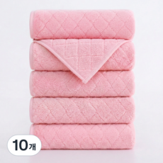 Ahomeone 고급 수건 도톰 부드러운 먼지없는 호텔수건, 핑크색, 10개