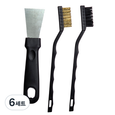 바이트 주방 가스레인지 기름때 제거 3종 세트 청소 스크래퍼 후드 환풍기 찌든때 브러쉬, 6세트, 블랙