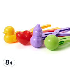 나인플로우 대형 38cm 스노우볼 메이커 세트 8종 (엠플로우 3세 이상 KC 인증 제품) 눈놀이 모래놀이 눈오리 집게, 오리+하트+눈사람+축구공 4종 세트, 8개, 혼합색상, 400g