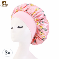 나비꽃 로즈 플라워 새틴 실크 수면 헤어 밴드 헤어캡 나이트캣 S874, 3개, 로즈핑크