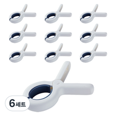자국없는 강력 빨래집게 대형 10개, 화이트블루, 6세트